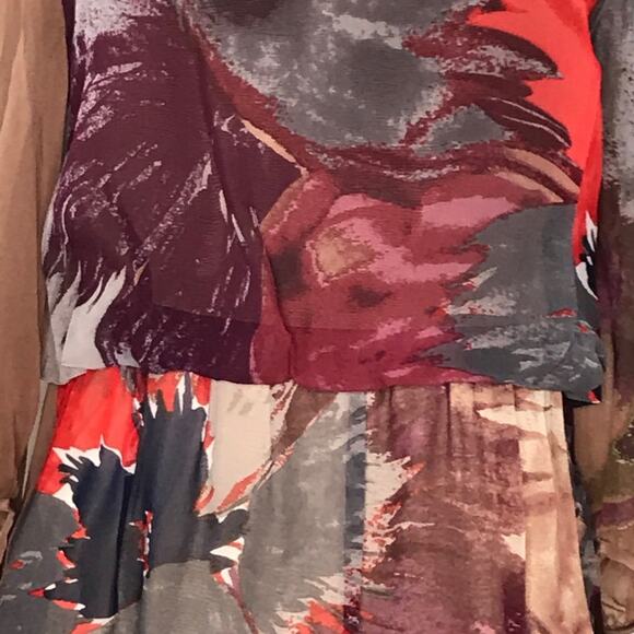 tibi New York Size 6 Viola Silk Chiffon Minidress Abstract Watercolor - Picture 6 of 16